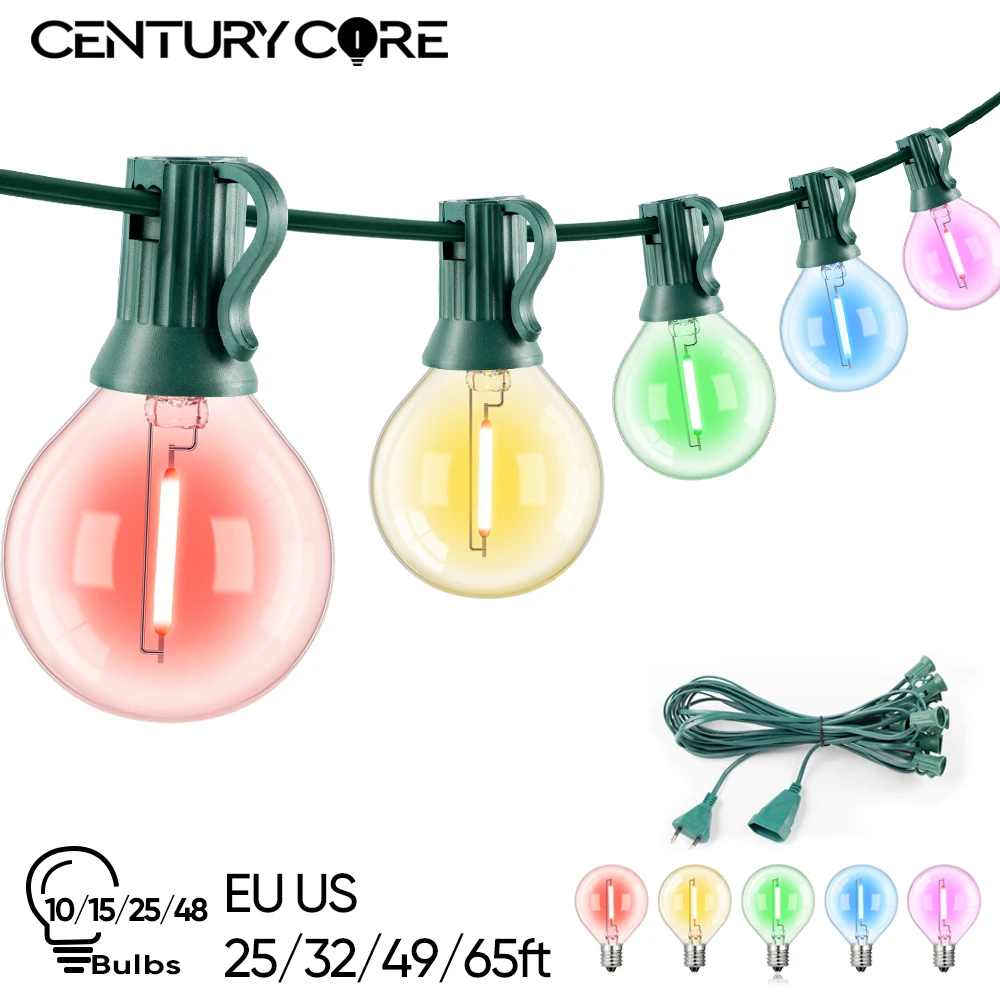 Multicolor G40 String Light 220V EU 110V US 1W Waterproof Connectable Vintage Wedding Party Outdoor Decoration Christmas Lights