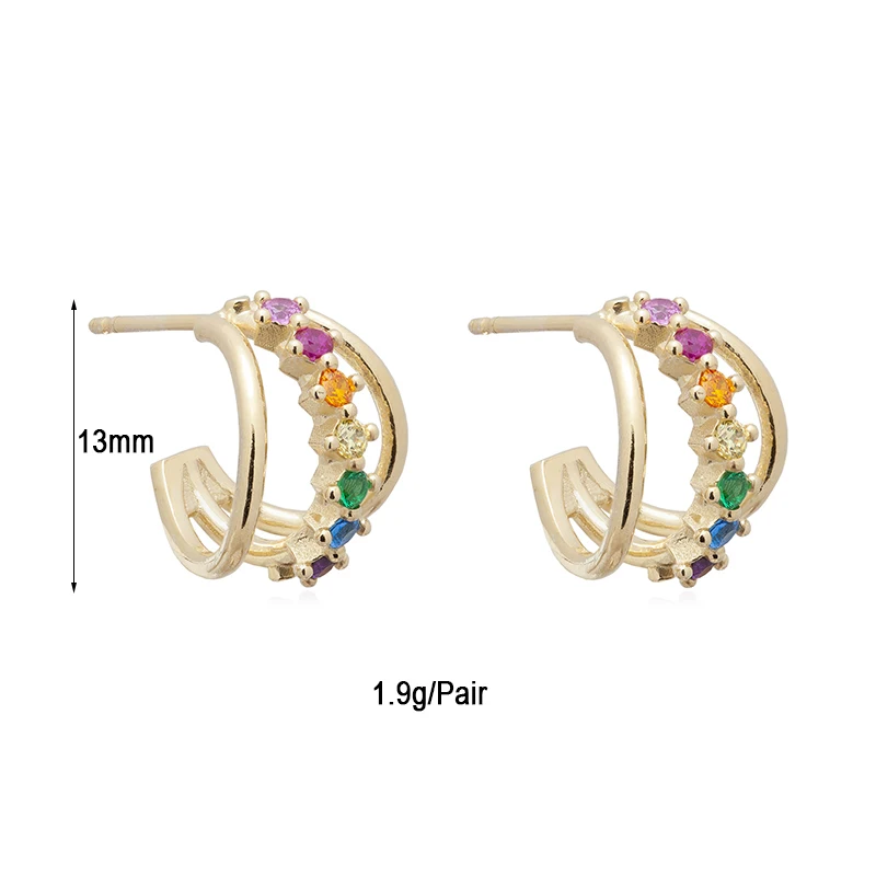 CRMYA Gold-plated Stud Clip Earrings For Women Fashion Color CZ Zircon Without Piercing Ear Cuff Earrings 2023 Jewelry Wholesale