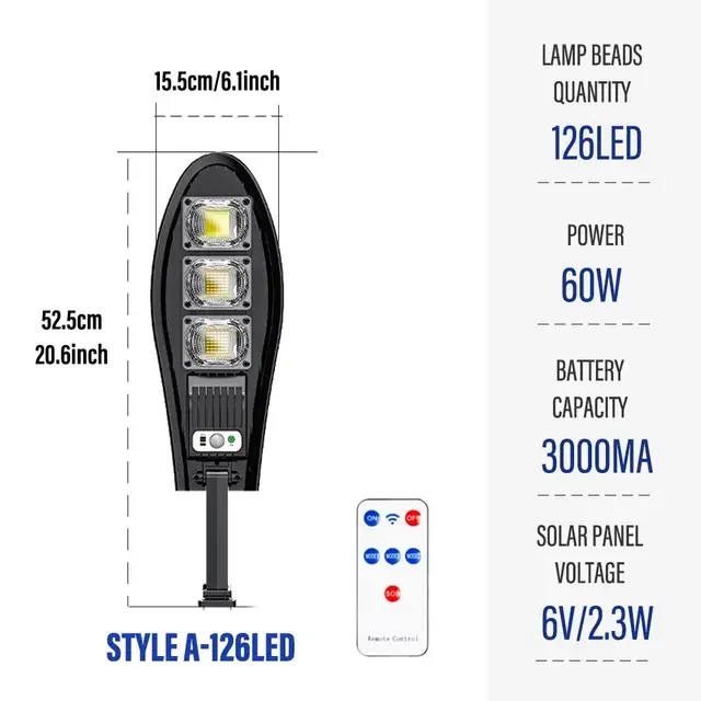 ESMARTER LED-Solarleuchten für den Außenbereich, Garten-Straßenlaterne mit Bewegungsmelder und Fernbedienung, wasserdichte Wandleuchte für Garagen-Flutlicht 6