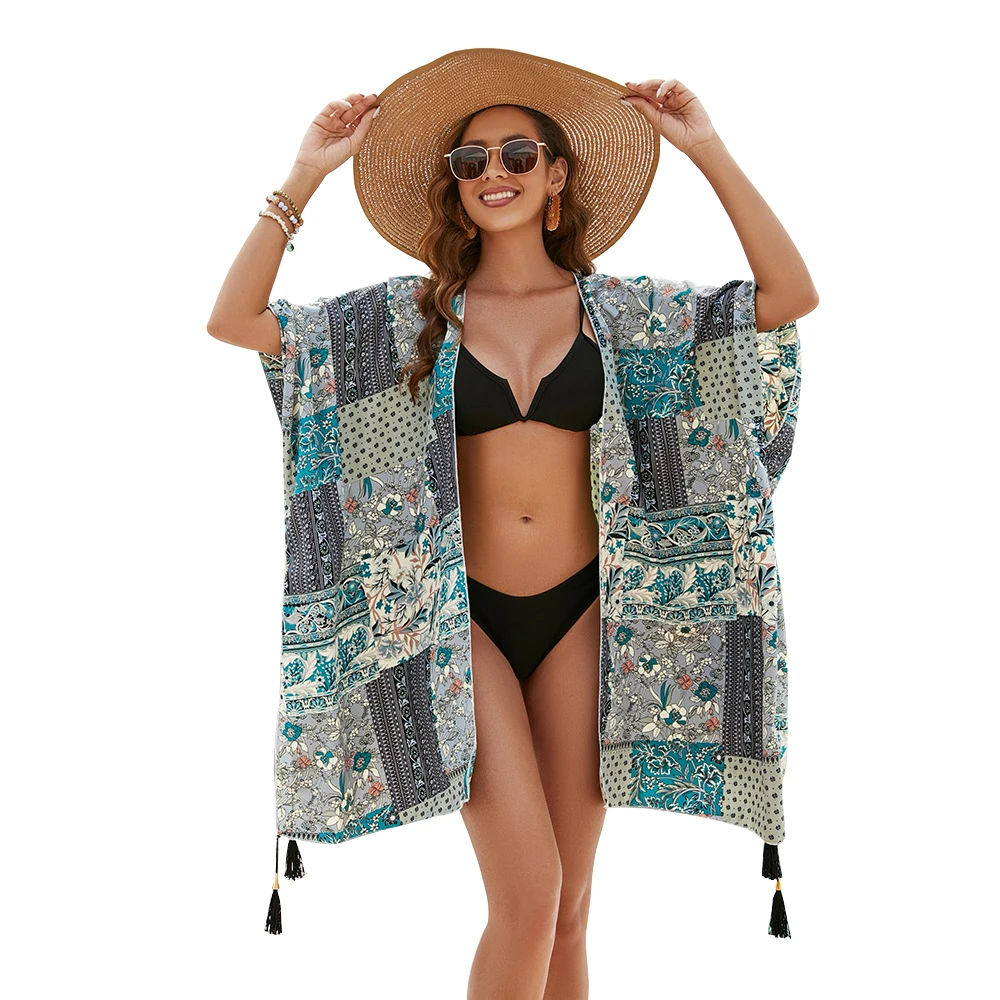 

Women's Summer Cardigan Chiffon Beachwear Lady Sun Protection Shawl Bikini Blouse Breathable Beach Cape Retro Style Cloak New in