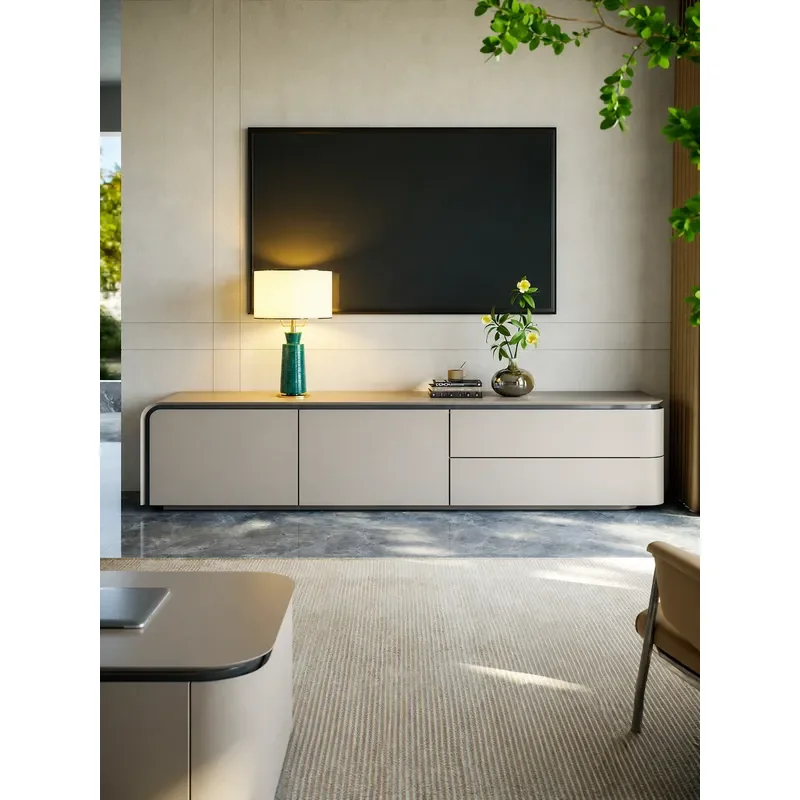 Modern Minimalist Solid Wood TV Cabinet and Coffee Table Set for Living Room High End Floor Storage Unit Simple Contemporary