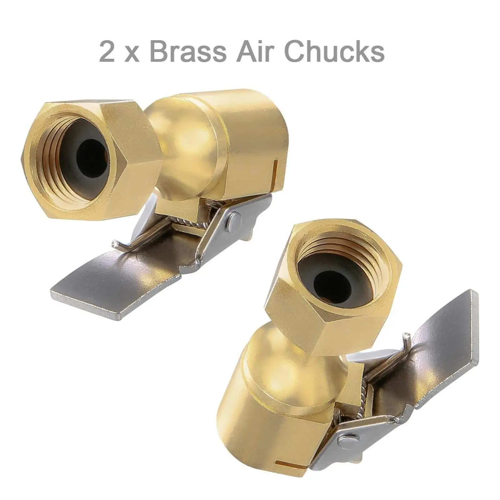 

Brass Closed Air Chucks Set 2pcs Lock Tire Inflator Clip Valve Adapter for Car Electric Vehicle