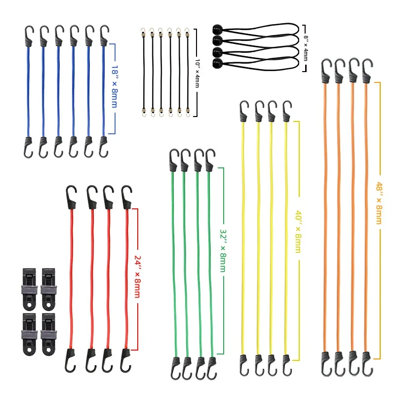 36 pieces luggage rope set ball rope mini rope tent clip PVC packaging bag with paper card binding belt