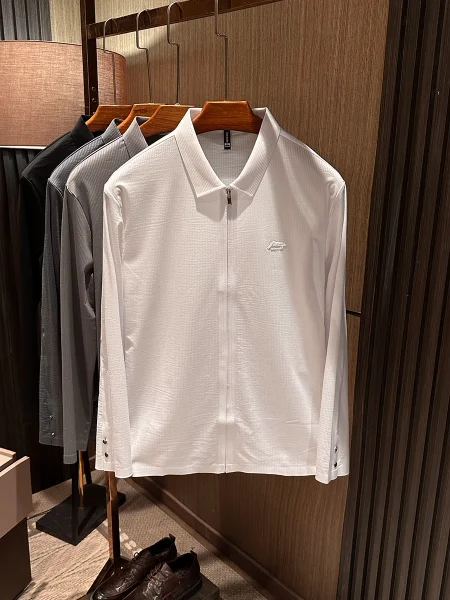 

Spring 2026 Men's Classic Pure Color Flip Collar Thin Jacket Versatile Business Casual Standard Fit Polyester Nylon Composite...