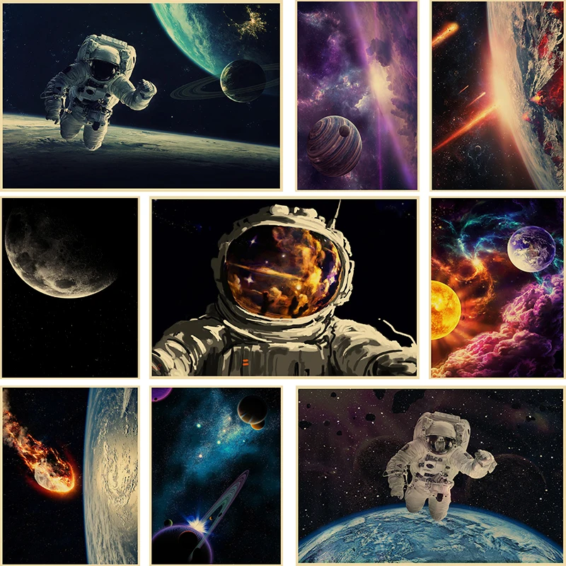 The Art of The Outer Space Posters Starry Sky Space Galaxy Room Decor Solar System Planet Universe Art Painting Wall Stickers