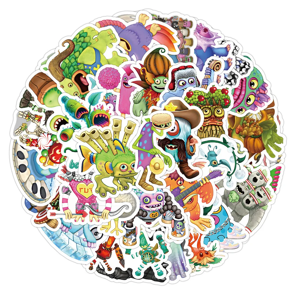 10/30/50PCS Game My Singing Monster Stickers Cute Cartoon Decals DIY Waterproof Laptop Phone Skateboard Bike Kids Sticker Toys