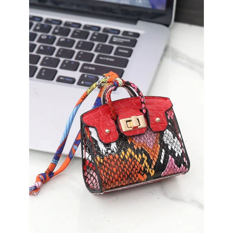 

2025 New Snakeskin House Mini Multifunctional Small Bag Fashion Joker Coin Purse Pendant Keychain Bluetooth Headset Case
