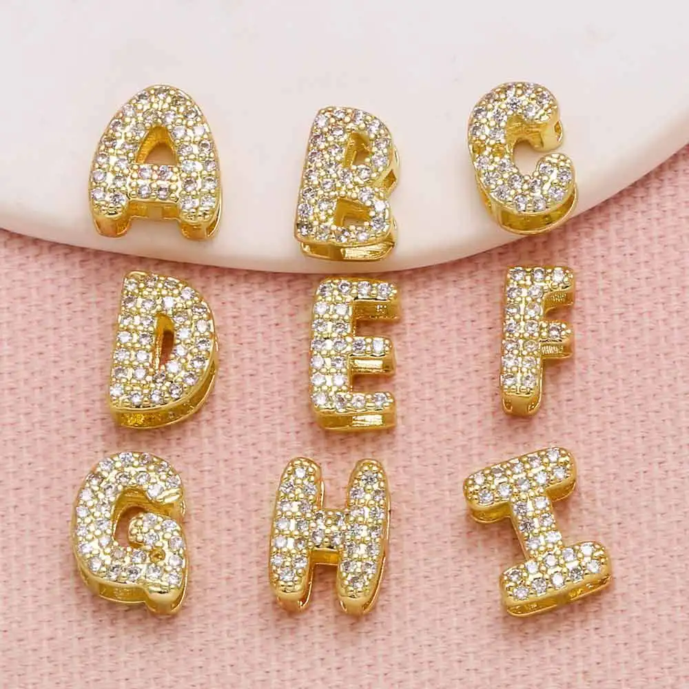 OCESRIO Crystal Small 26 Letters Charms for Bracelet Copper Gold Plated Initial Name accesorios de joyería envio gratis chma283