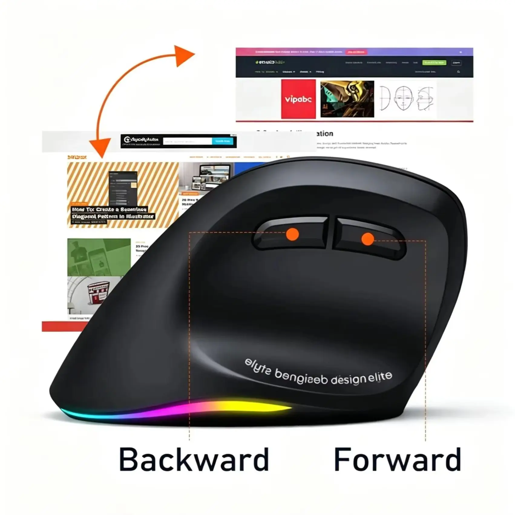 2.4G Wireless Bluetooth Left Hand Mouse 2400DPI Adjustable Ergonomic Office Silent Vertical Mouse For PC Computer Laptop Tablet