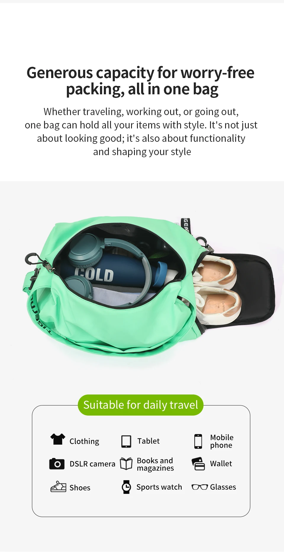 Tigernu Frauen Taschen Reisetaschen Für Frauen Handtasche Leichte Sport Taschen Weibliche Duffle Bag Mädchen Umhängetasche Männer Schulter Tasche – Detail 9