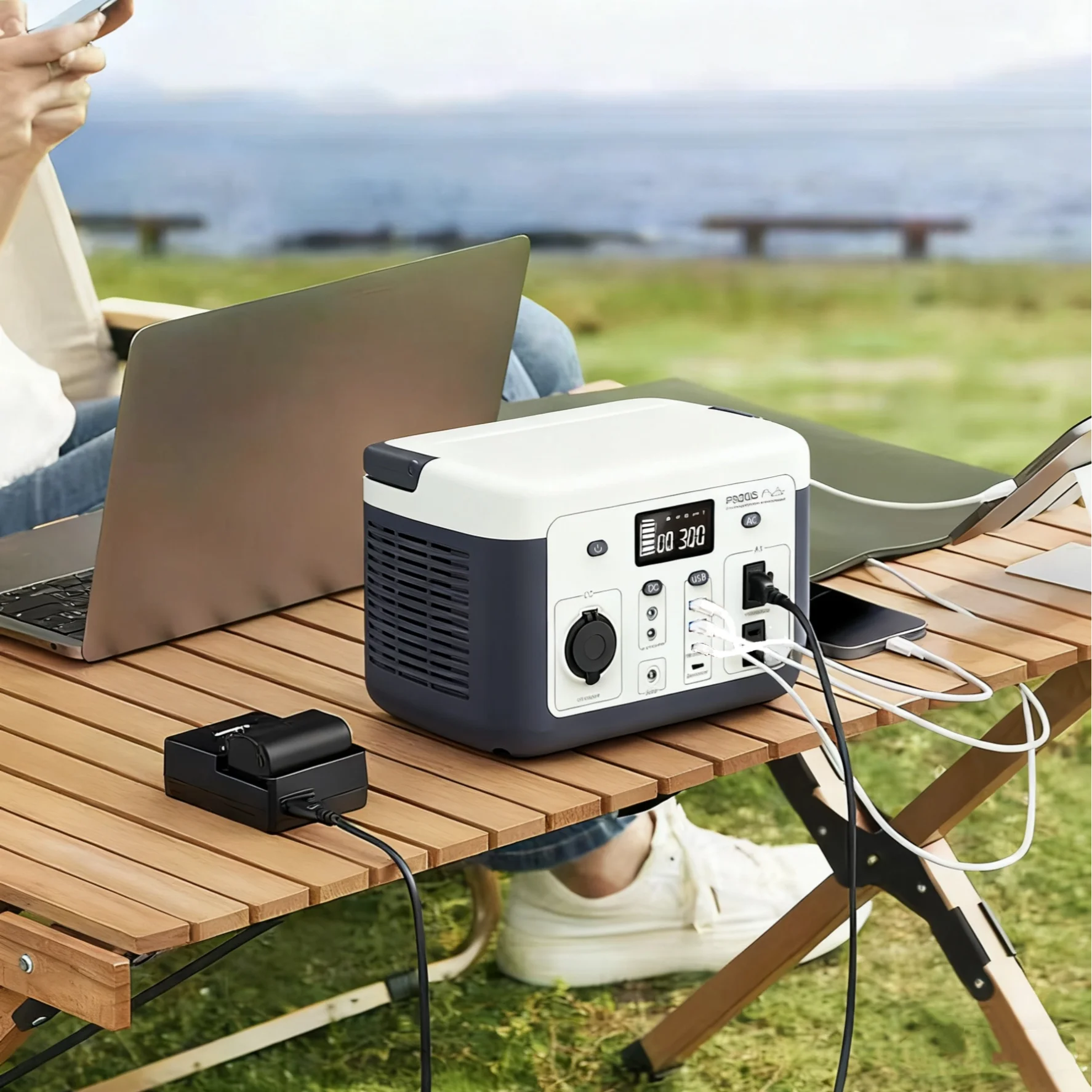 

Outdoor Essential 256Wh Solar and Car Backup Power Station 20000mAh LiFePO4 MPPT Controller & Camping Hiking RV Pure Sine Wave