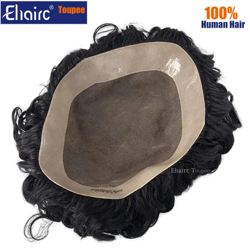 Male Hair Prosthesis Curly Man Wig Breathable Toupee For Men Mono Men\'s Wig 100% Durable Natural Human Hair Wig