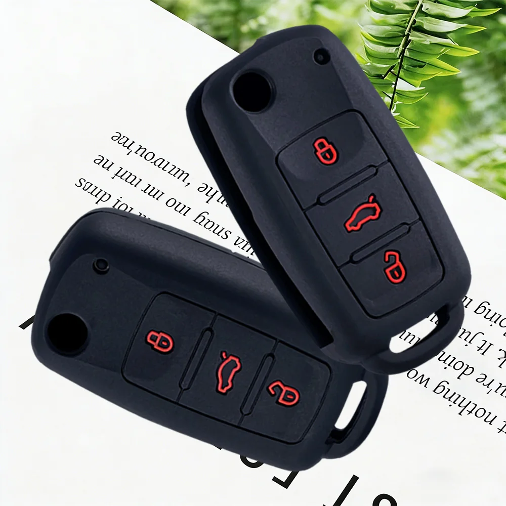 Car Key Case for VW Golf Jetta POLO for Skoda Yeti Superb Rapid Octavia for SEAT Leon Ibiza 3 Button Silicone Key Cover