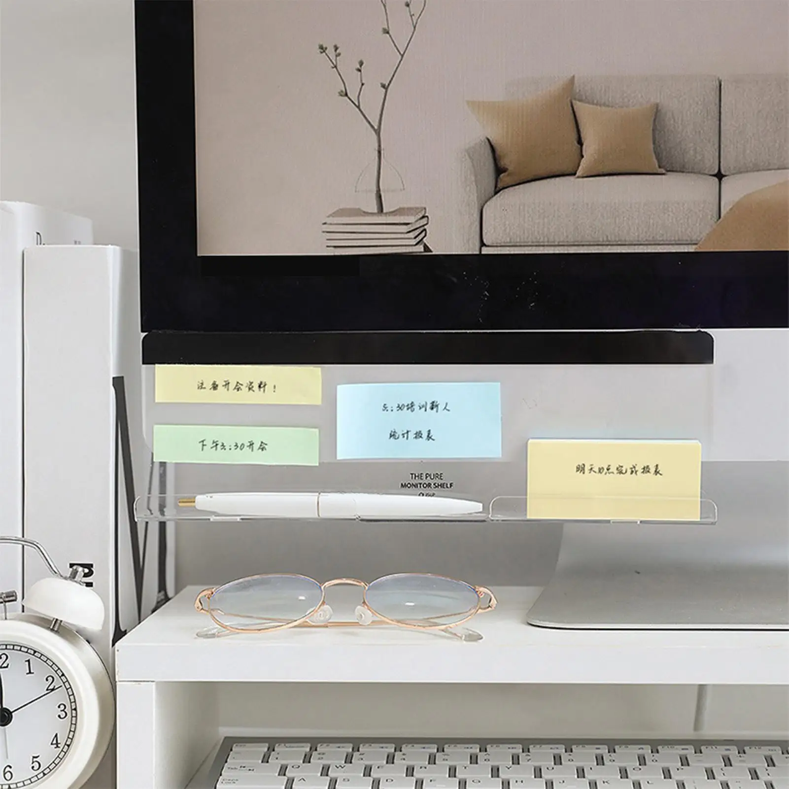 Monitor Sticky Note Holder Acrylic Panel Mount Organizer Sticky Note Holder For Computer Screen For Office Desktop Work Business