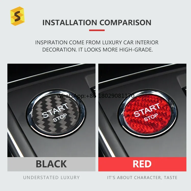 Car Interior Accsori Carbon Fiber Start Stop Button Cover For Peugeot New 408 308S 508 C4L 4008 5008 508L Ds5 Ds4