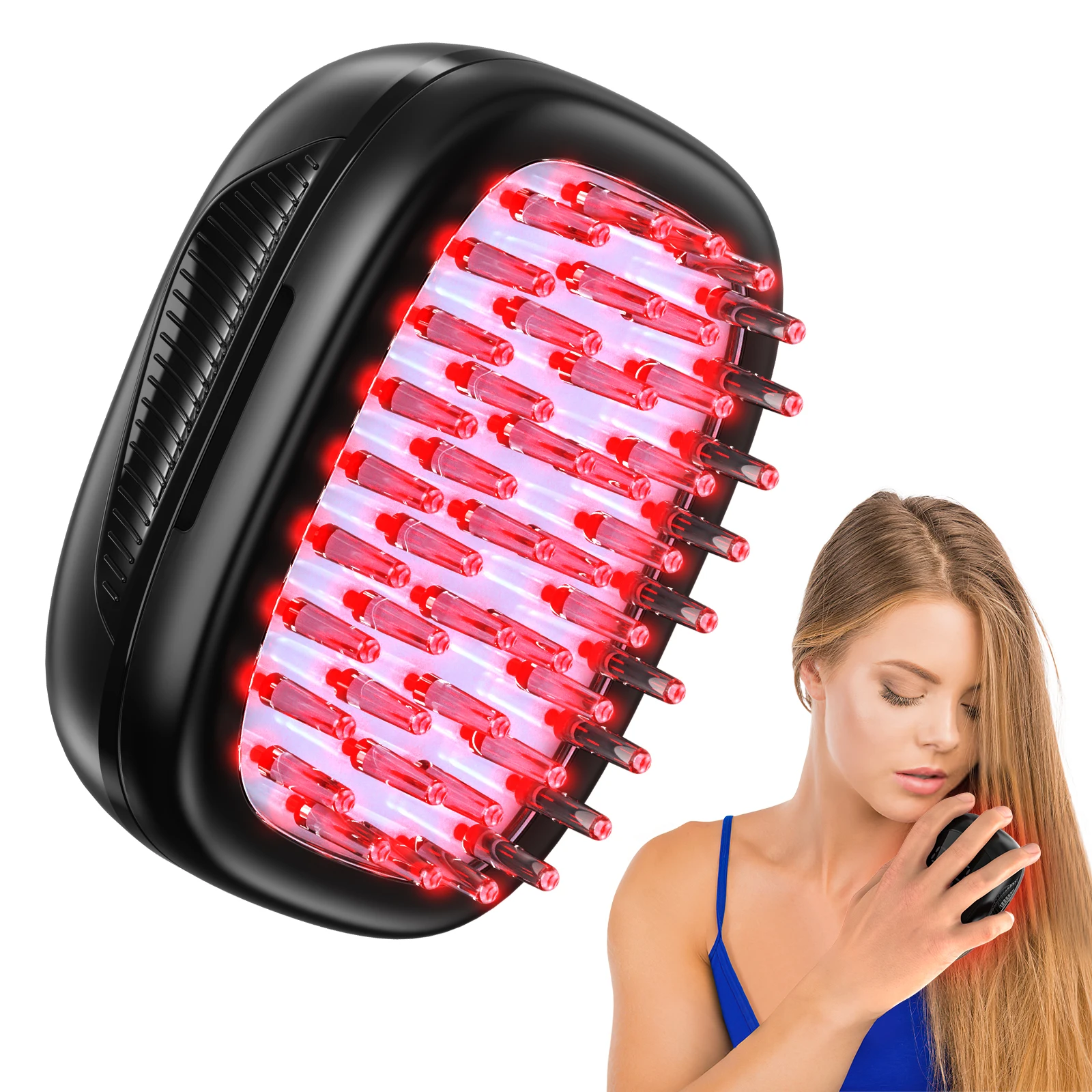 

KTS Electric Laser Hair Growth Comb 40pcs 660nm LED 8pcs 650nm Laser Diodes Continuous Pulse Mode 1900mA Hair Growth Device
