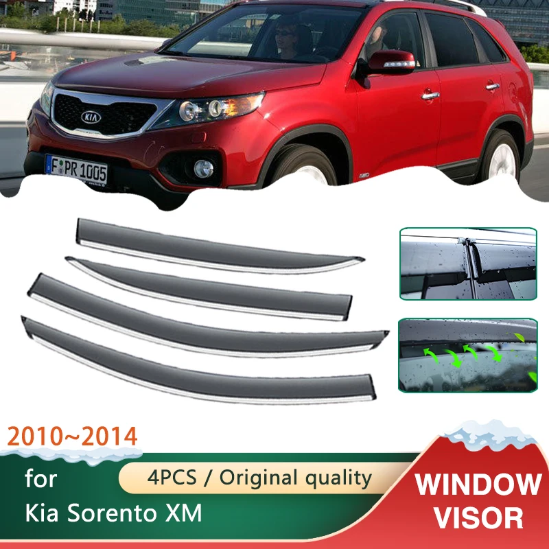 

Автомобильные оконные козырьки для Kia Sorento LX XM 2010 2011 2012 2013, аксессуары, навесы, солнцезащитные оттенки от дождя, защита от ветра