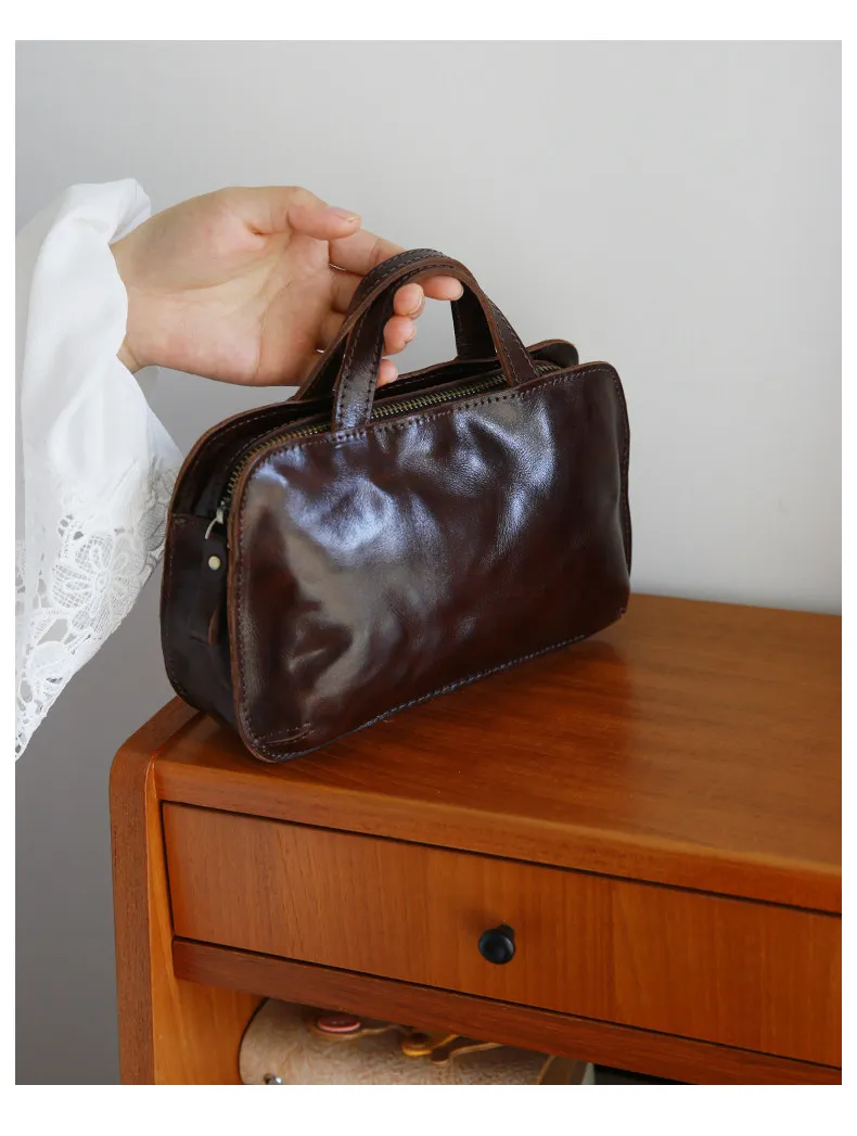 PNDME einfache, handgefertigte Vintage-Umhängetasche aus Rindsleder, kleine Damen-Schultertasche, lässige, luxuriöse Damen-Umhängetasche aus echtem Leder – Detail 10