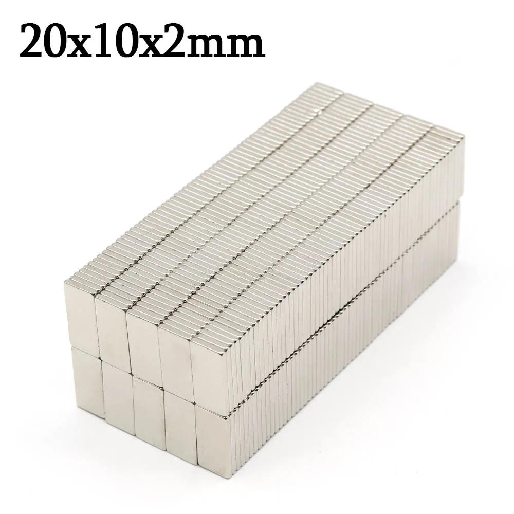 20x10x2mm Anti Corrosion Metal Magnetic Durable Waterproof Neodymium Magnet Block Shape for Garage Storage Whiteboard