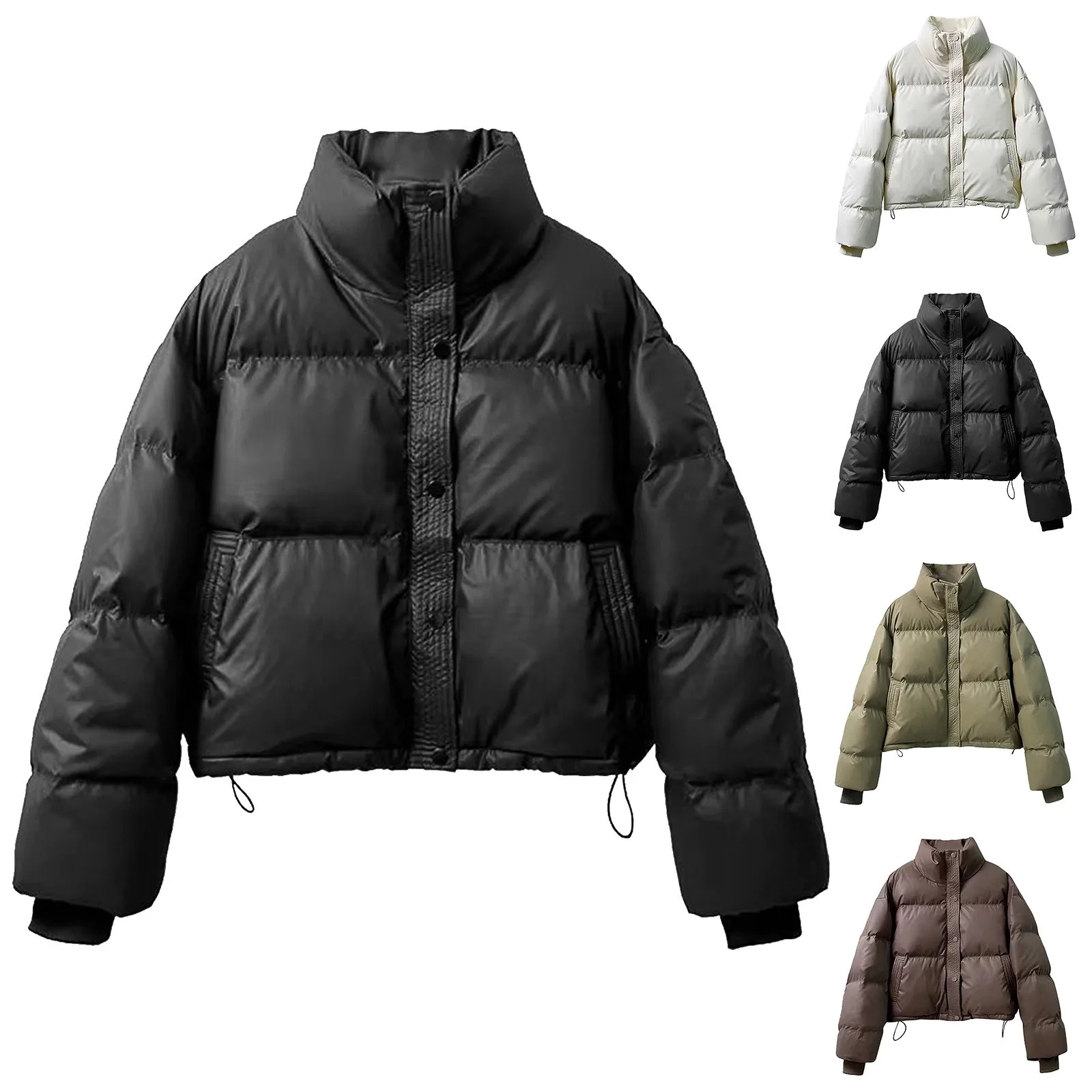 

Winter New Women Short Loose High Collar Cotton Warm Jacket Thick Bread Coat Female Warm Short Stand Collar Long Sleeve Overcoat