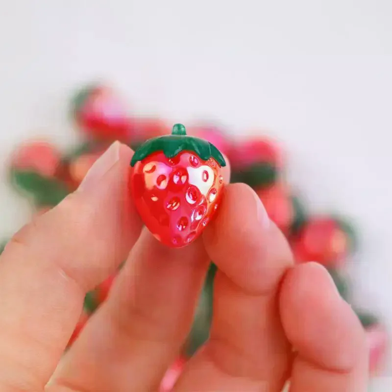 5/10Pc Red Strawberry Acrylic Bead, Transverse Hole Bead, Big Hole Space Bead For Jewelry Making Charm DIY Pendant-Bead Supplies