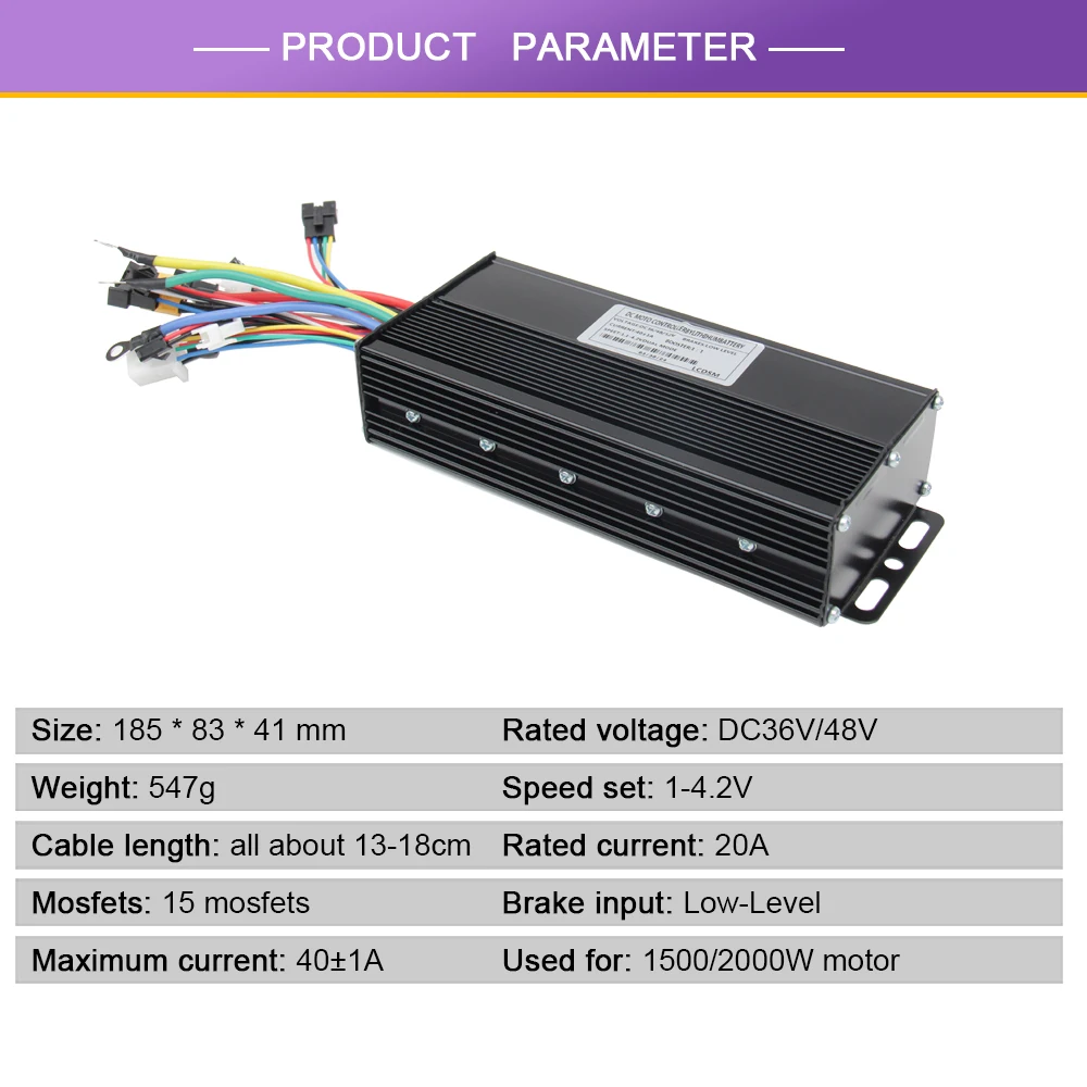 40A E-bike Sine Wave Controller 3 Mode Electric Bicycle Brushless Controller 36V 48V 1000W-2000W