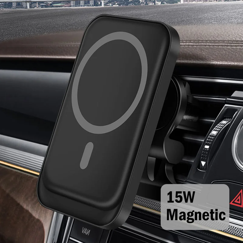 15W Fast Magnetic Car Wireless Charger for Samsung Iphone Huawei Xiaomi Magsafe Car Charger Stand Magnetic Wireless Charger