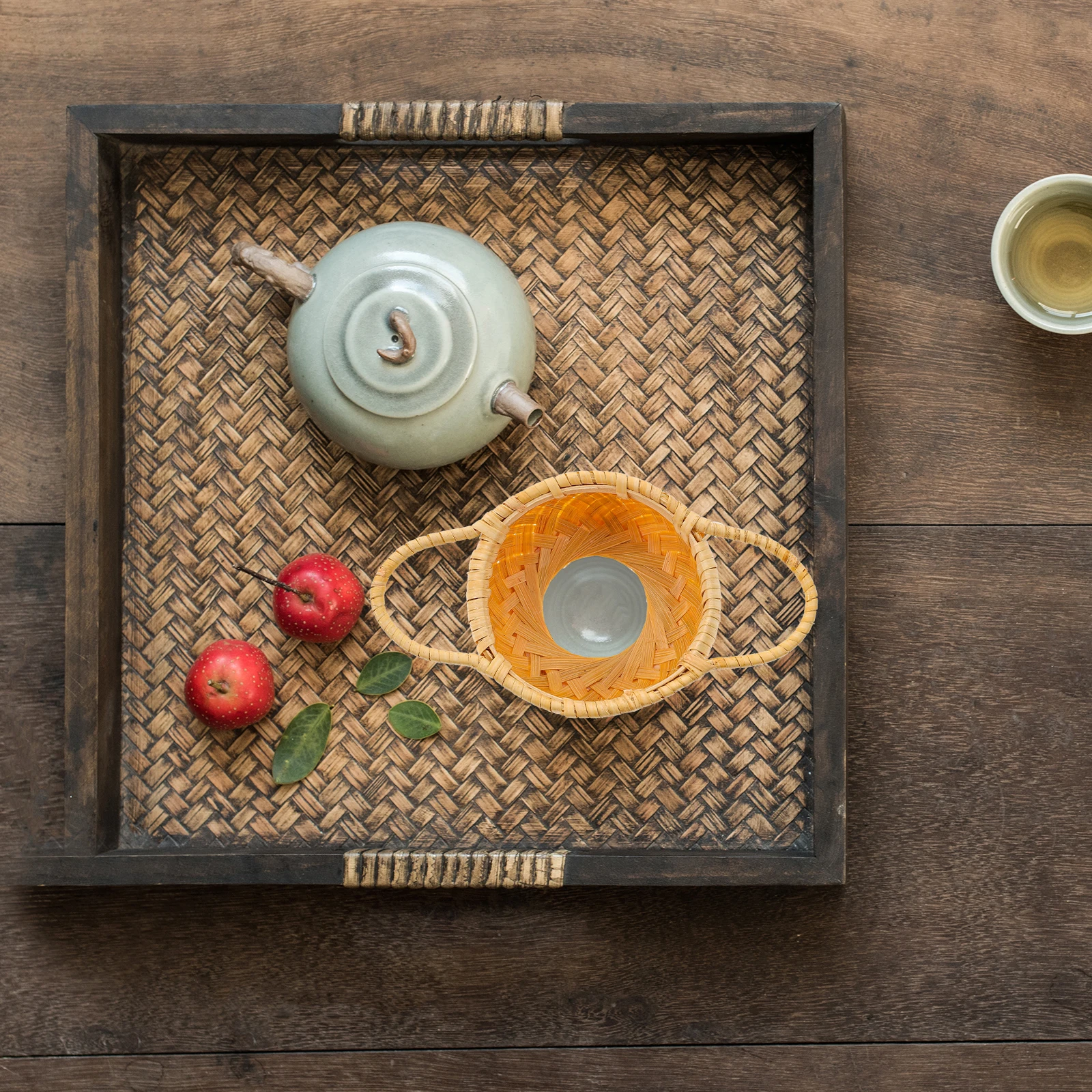 

Premium Rattan Tea Filter Fine Mesh Infuser Handheld Strainer Natural Style Kitchen Tea Brewing Tool for All Teas