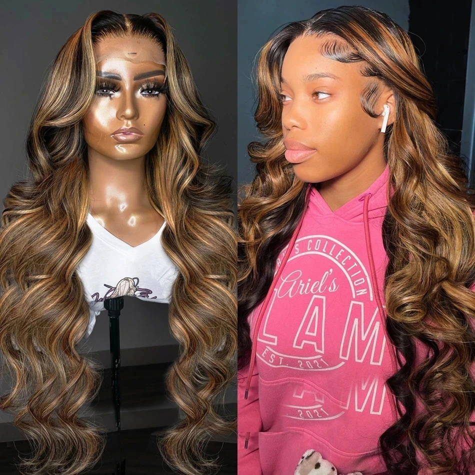 Body Wave Lace Front Wig Highlight Wig Human Hair 13x4 Lace Frontal Wig Colored Human Hair Wigs For Women 30 Inch Honey Blonde