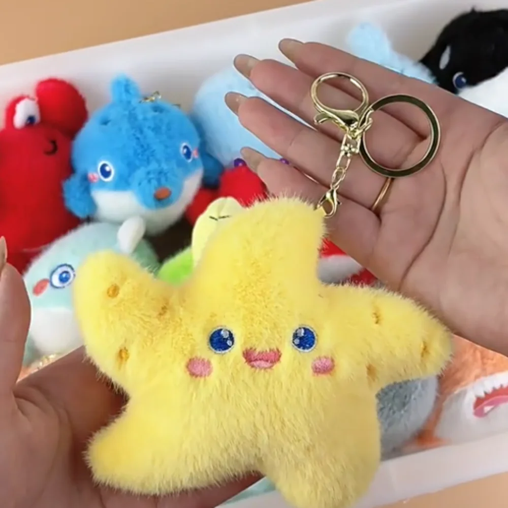 

Turtle Ocean Animal Plush Keychain Octopus PP Cotton Plush Whale Keychain Cartoon Fluffy Animal Whale Small Pendant Home Decor