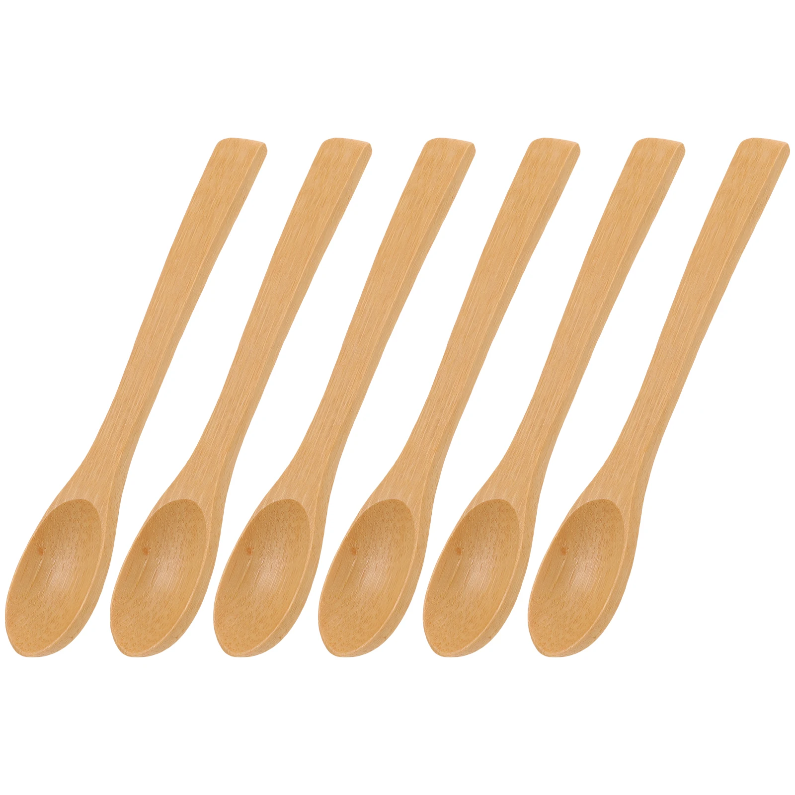 6pcs Bamboo Dessert Honey Spoon Long Handle Kitchen Stirring Mixing Spoon For Coffee Tea Milk Salad Food Reusable Household