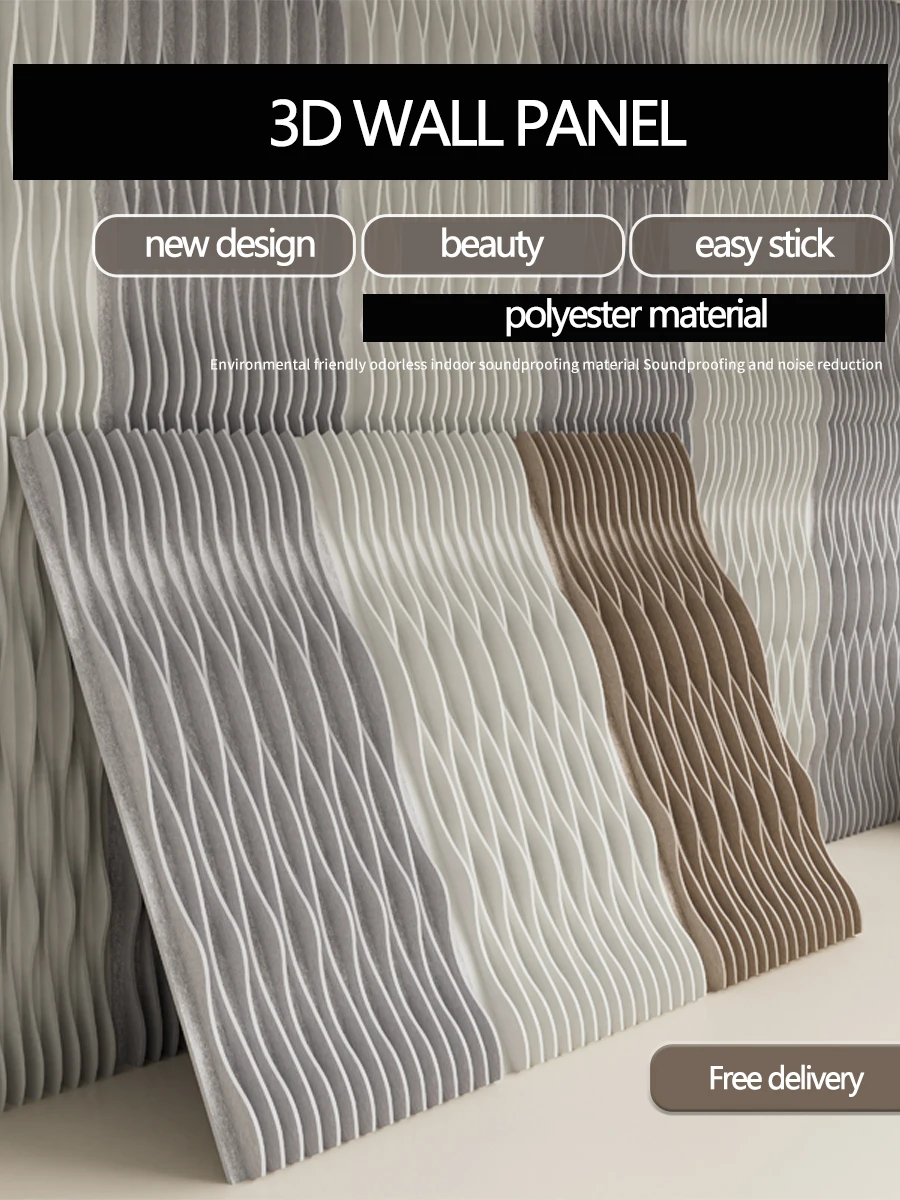 Nouveau matériau de construction intérieur de panneau de polyester de panneau mural insonorisant 3D