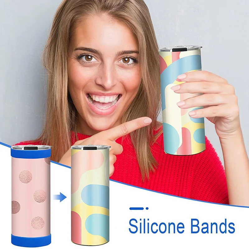 10 Stuks Siliconen Banden Voor Sublimatie Tumbler, Elastische Hittebestendigheid Sublimatiebanden Voor Verpakking Cup (Blauw)