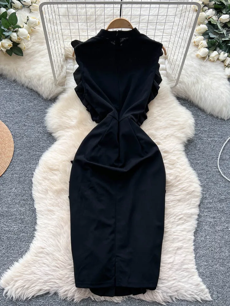 Vestido  Ne de Moda para Mujer, Primavera Verano, Cintura Alta, Estilo Falda en Línea A, Diseño con Ribete de Encaje F...