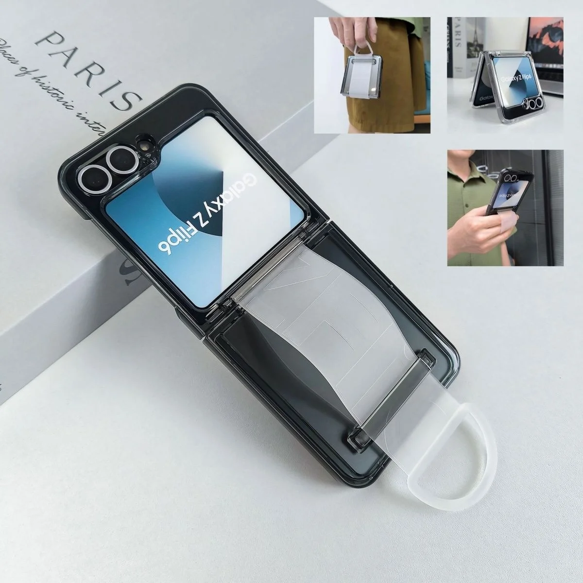 Original Finger Schnalle Grip Ring Klare Harte Telefon Fall Für Samsung Galaxy Z Flip 7, 6, 5, 4, 3, Silikon Handheld Lanyard Rüstung Abdeckung