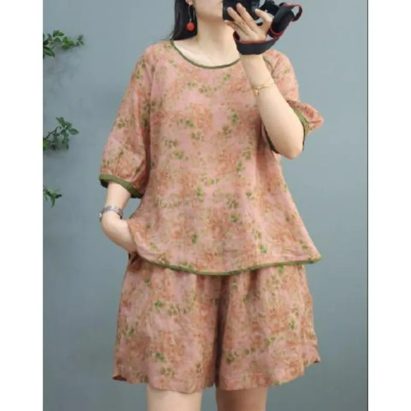 

Высококачественные модные комплекты из 2 предметов. Женские наряды. Топ с рукавами «пять четвертей» в стиле ретро, с высокой талией и тонкими широкими шортами.