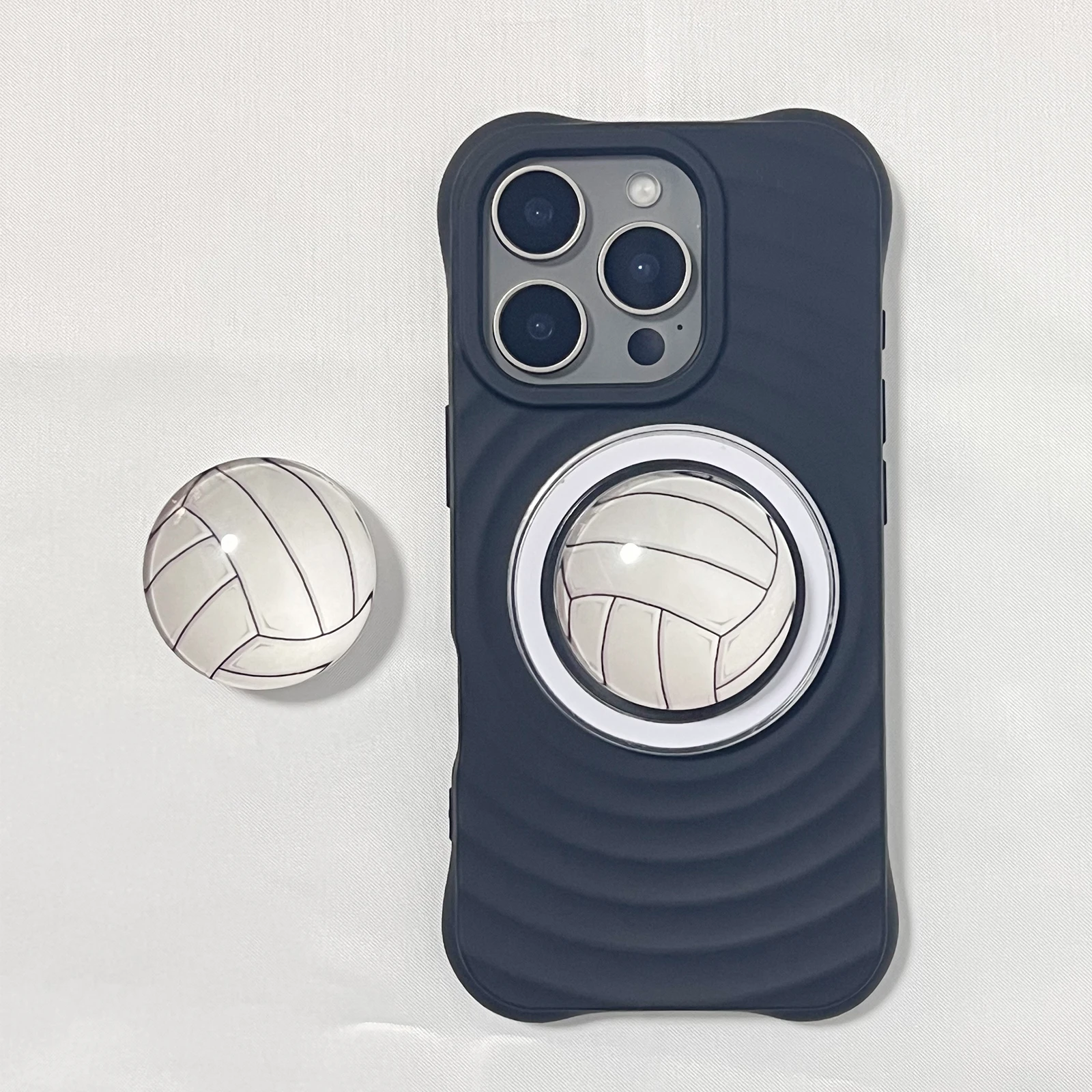 เคสโทรศัพท์มือถือแบบลูกบอลคริสตัล 3 มิติ สีขาว พร้อมที่วางโทรศัพท์แบบตั้งได้ รองรับแม่เหล็ก Magsafe สำหรับ iPhone Samsung Griptok