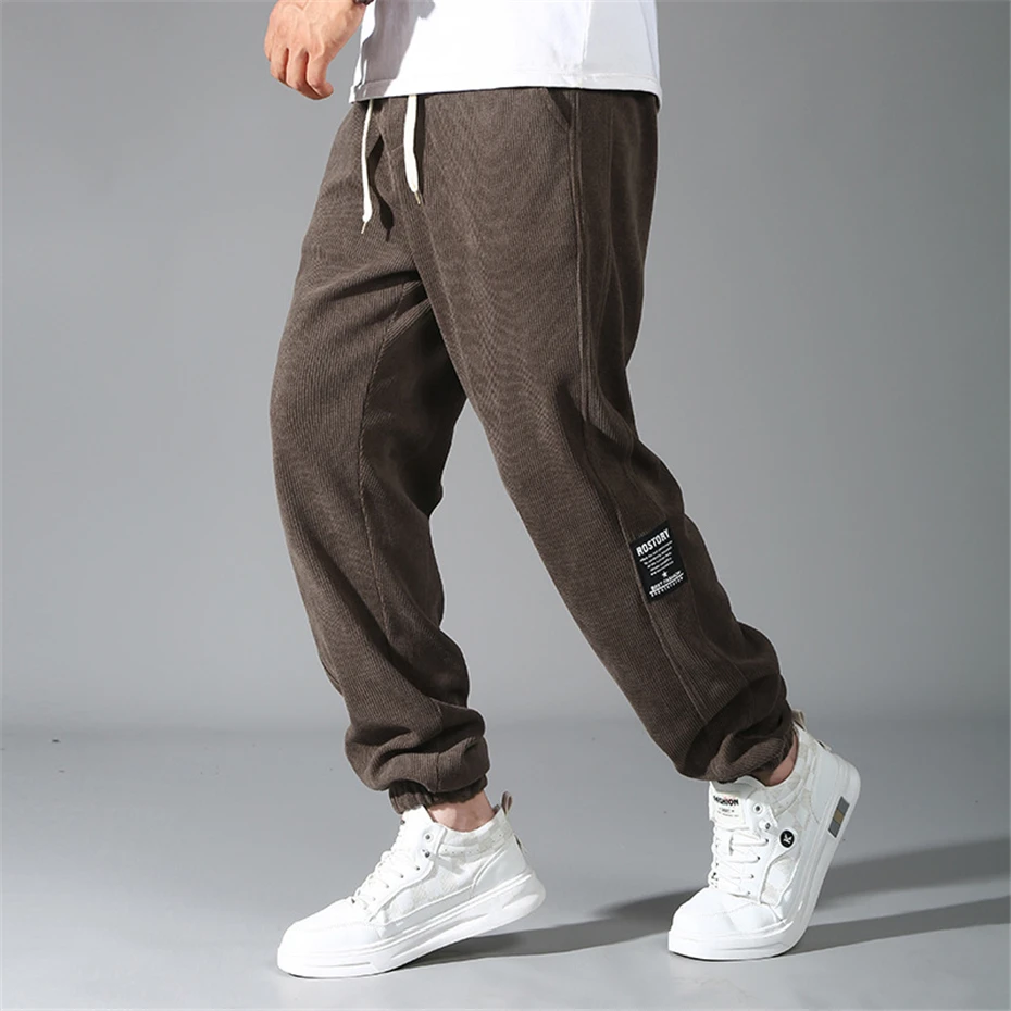 Calça de moletom casual masculina, calça jogger masculina, elástico na cintura, monocromática, plus size, moda, 11XL, grande