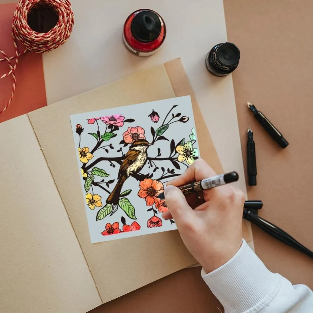 1Sheet Sparrow Cherry Blossom Clear Stamps for DIY Scrapbooking Bird Sparrow Animal Cherry Blossom Stamp 5.91×5.91inch