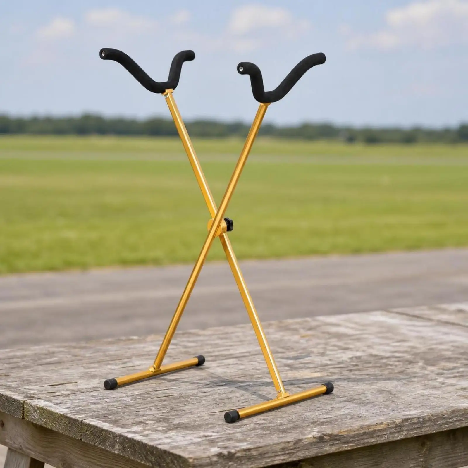 Space Saving Foldable Aircraft Support Tripod Style Aluminum Frame with Foam Pads for Workshop Use