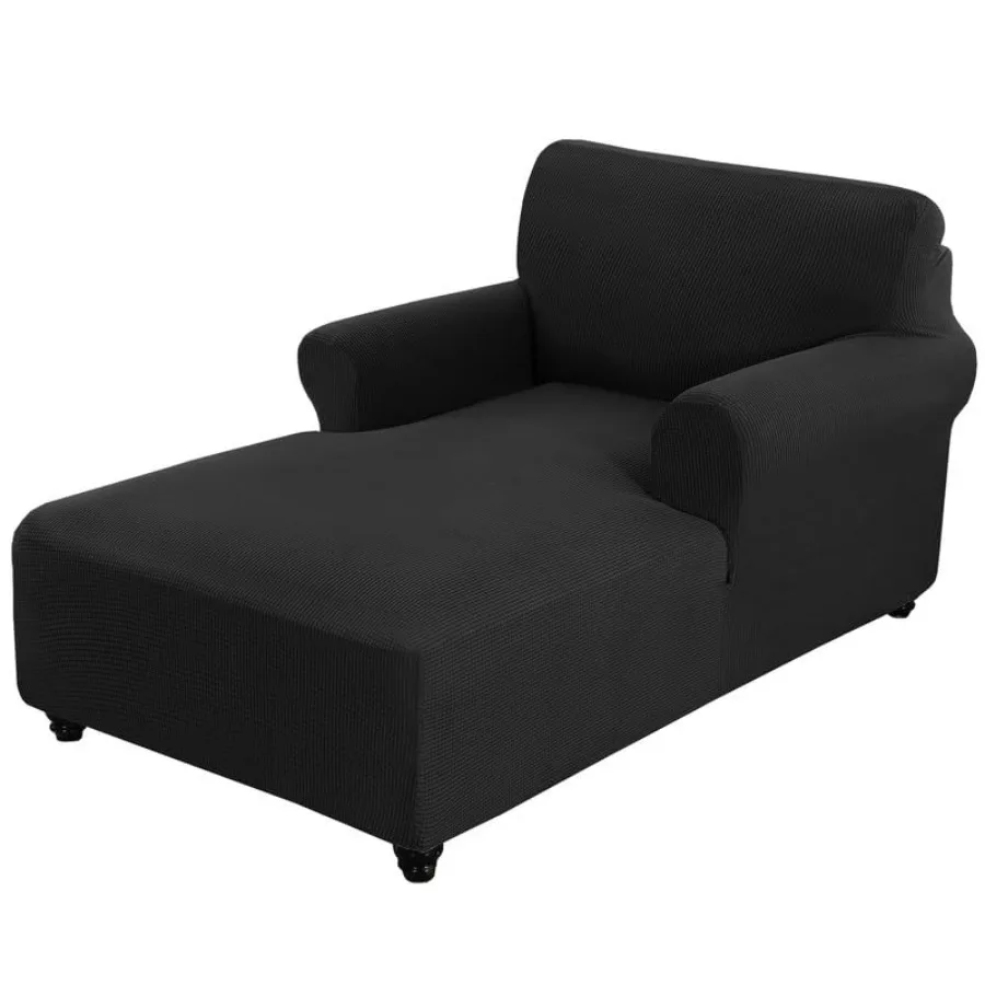 

Chaise Lounge Cover Stretch Sofa Chaise Chair Cover with Armrests Jacquard Chaise Lounge Slipcover Indoor with Double Arm for L