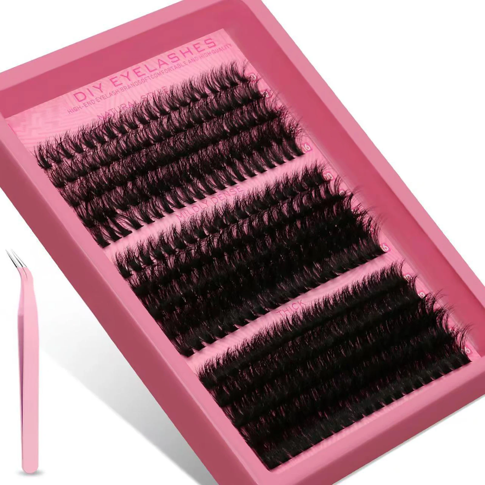 Lash Clusters Kit Natural, 10-16MM Spiky Volume Cluster Eyelash Extensions, Lash Extension Kit Fairy Individual Lashes Cluster 3