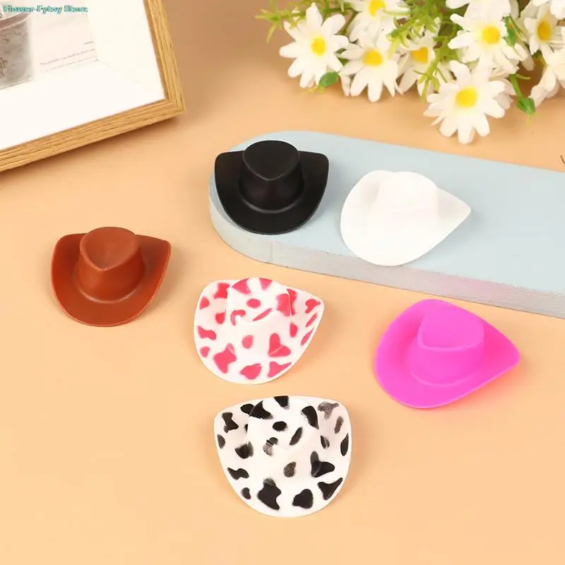 10Pcs Miniature Plastic Doll Hat Western Cowboy Hat Cowgirl Hat For Dolls Decoration Accessories Wholesale