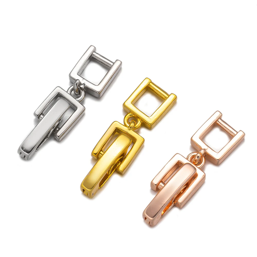 5Pcs 18K Gold Plated Brass Not Fading Necklace Bracelet Extenders Alloy Extension Fold Over Clasp DIY Jewelry Making Wholesale
