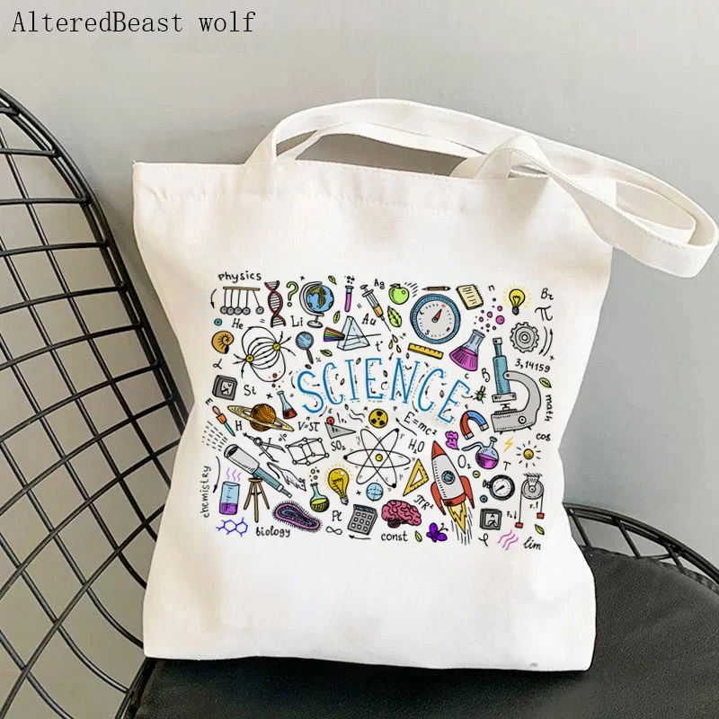 Shopping Bag for Women Science Books Are a Girls Best Friend Bag Harajuku Canvas Teacher supplies Bag girl Tote Shoulder Bag
