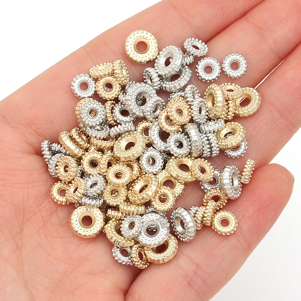 200 pz/lotto CCB Cerchio Perline Allentate Del Distanziatore Piatto Rotondo Foro Grande Perline Per La Produzione di Gioielli FAI DA TE Collana Del Braccialetto Accessori