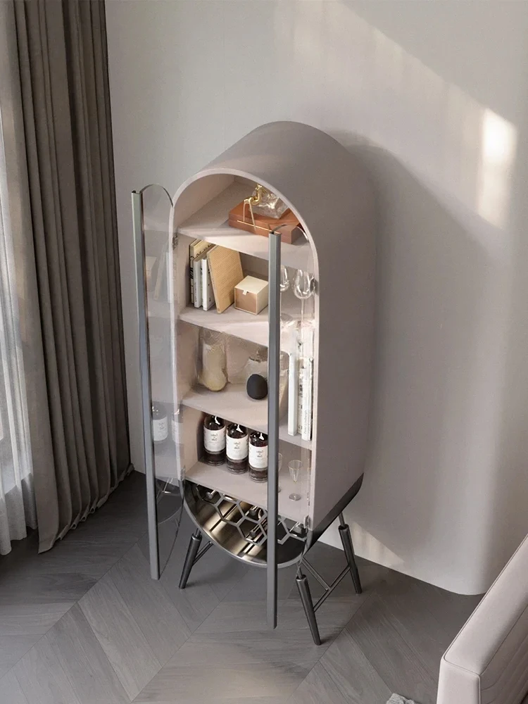 Light luxury corner cabinet Post-modern simple bar glass display cabinet with light