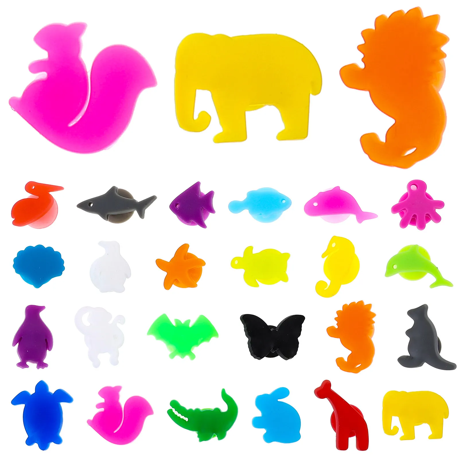 24Pcs Colorful Shape Designed Silicone Wine Markers Easy Apply Remove Drink Identifier for Western Restaurants Cocktail Parties
