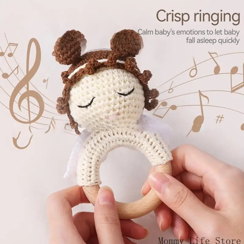 

Handcraft Crochet Baby Rattle Toy Soft and Safe Development Knitted Doll for Infants Age 0 to 12 Months