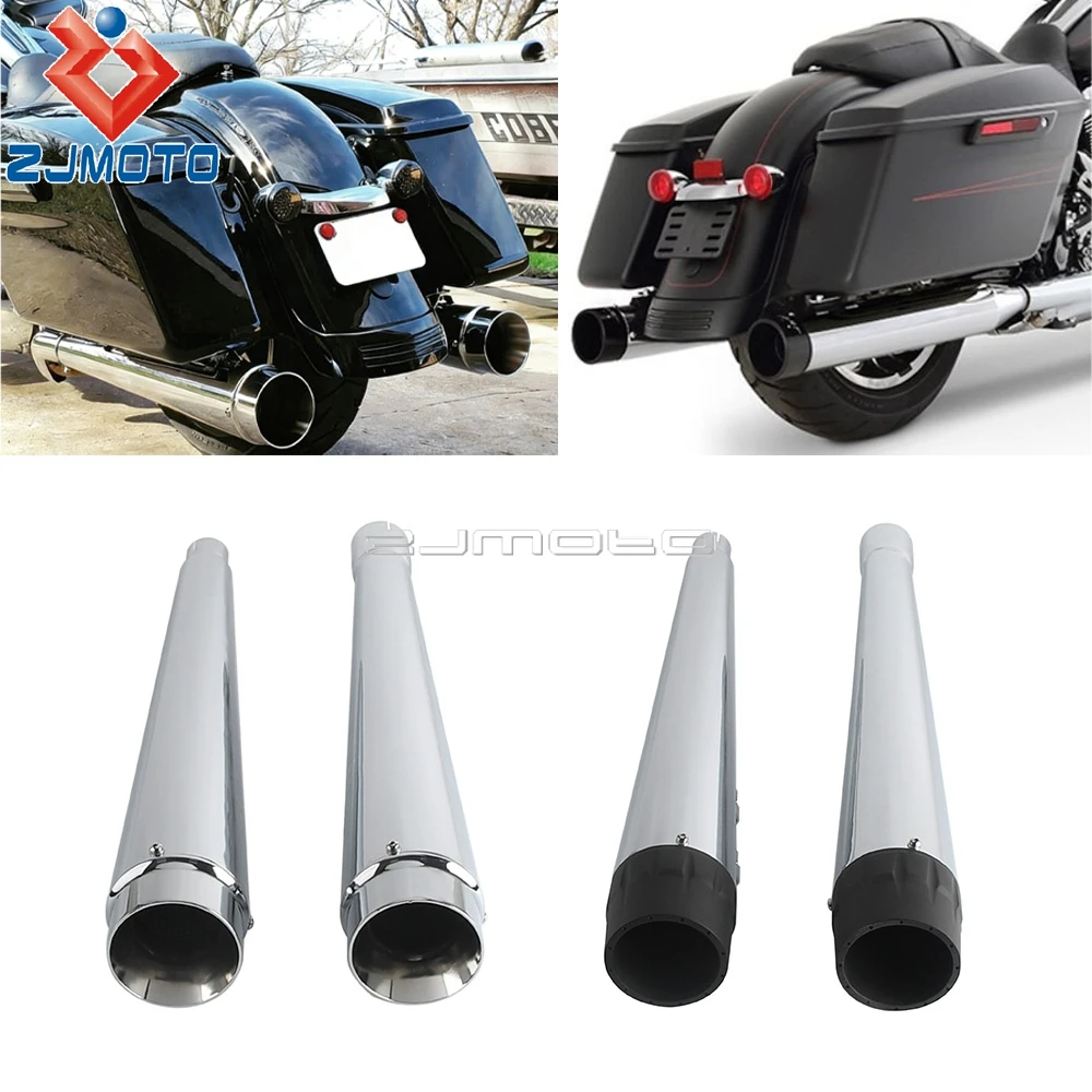 

Motorcycle Steel Slip On Exhaust Pipes Dual Muffler Exhaust Adapter For Harley Touring Road King Road Street Electra Glide 17-23